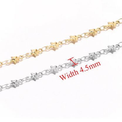 E400 Hot PVD Plated Star Chain Gold Silver Thunk Chain Permanent Stainless Steel Chain for Diy