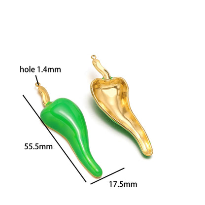 Fashion 18k Gold Plated Stainless Steel Enamel Spider Shell Pearl Pepper Charm Pendant for DIY Handmade Necklace Jewelry Making