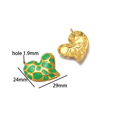 Bohemian Style 18k Gold Plated Stainless Steel Colorful Enamel Heart Charm Pendant for DIY Necklace Jewelry Making