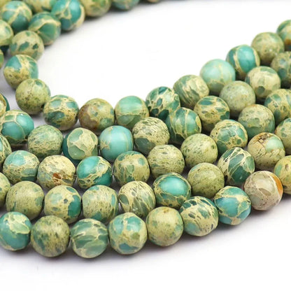 Genuine Round American Aqua Terra Jasper Loose Bead Strand, Irregular Round Stone Beads for Jewelry Making 6mm 8mm 10mm, 38cm