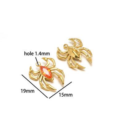 Fashion 18k Gold Plated Stainless Steel Enamel Spider Shell Pearl Pepper Charm Pendant for DIY Handmade Necklace Jewelry Making