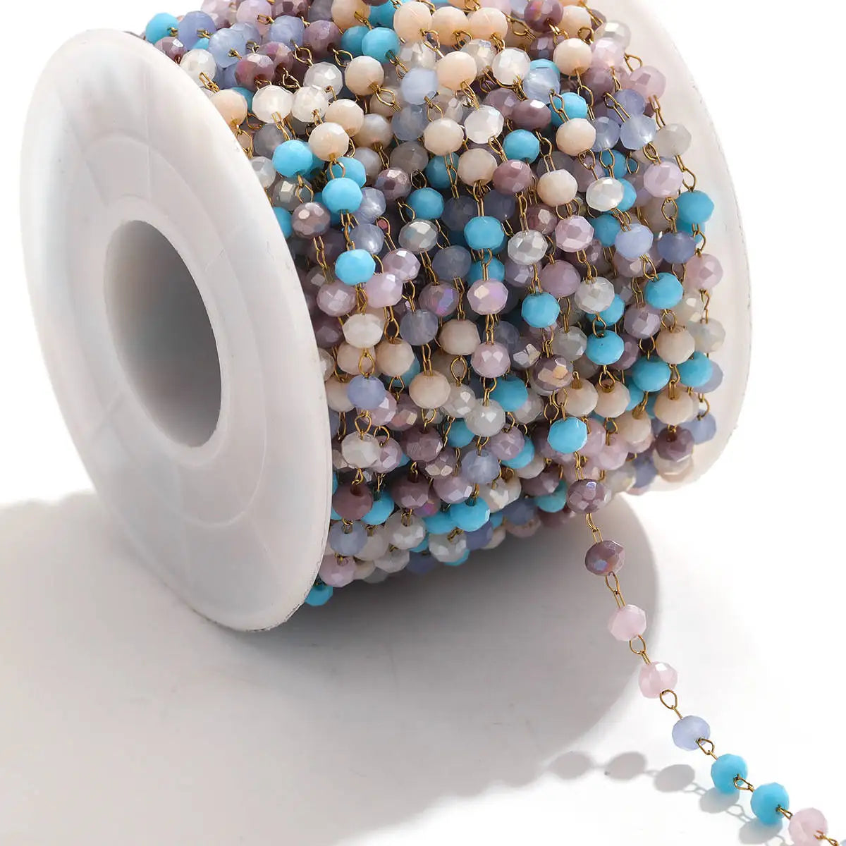A1321 Fashion Handmade Stainless Steel Chain Beads Beaded Crystal Chain Colorful Chain for Necklace Bracelet Diy