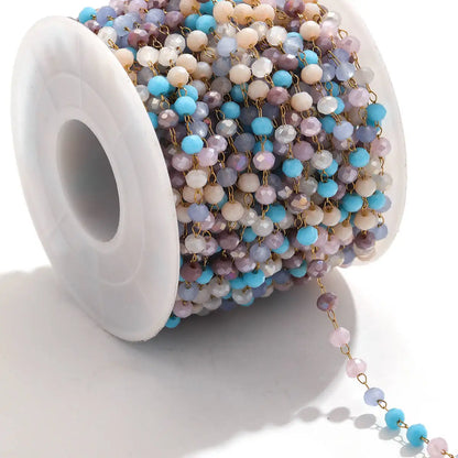 A1321 Fashion Handmade Stainless Steel Chain Beads Beaded Crystal Chain Colorful Chain for Necklace Bracelet Diy