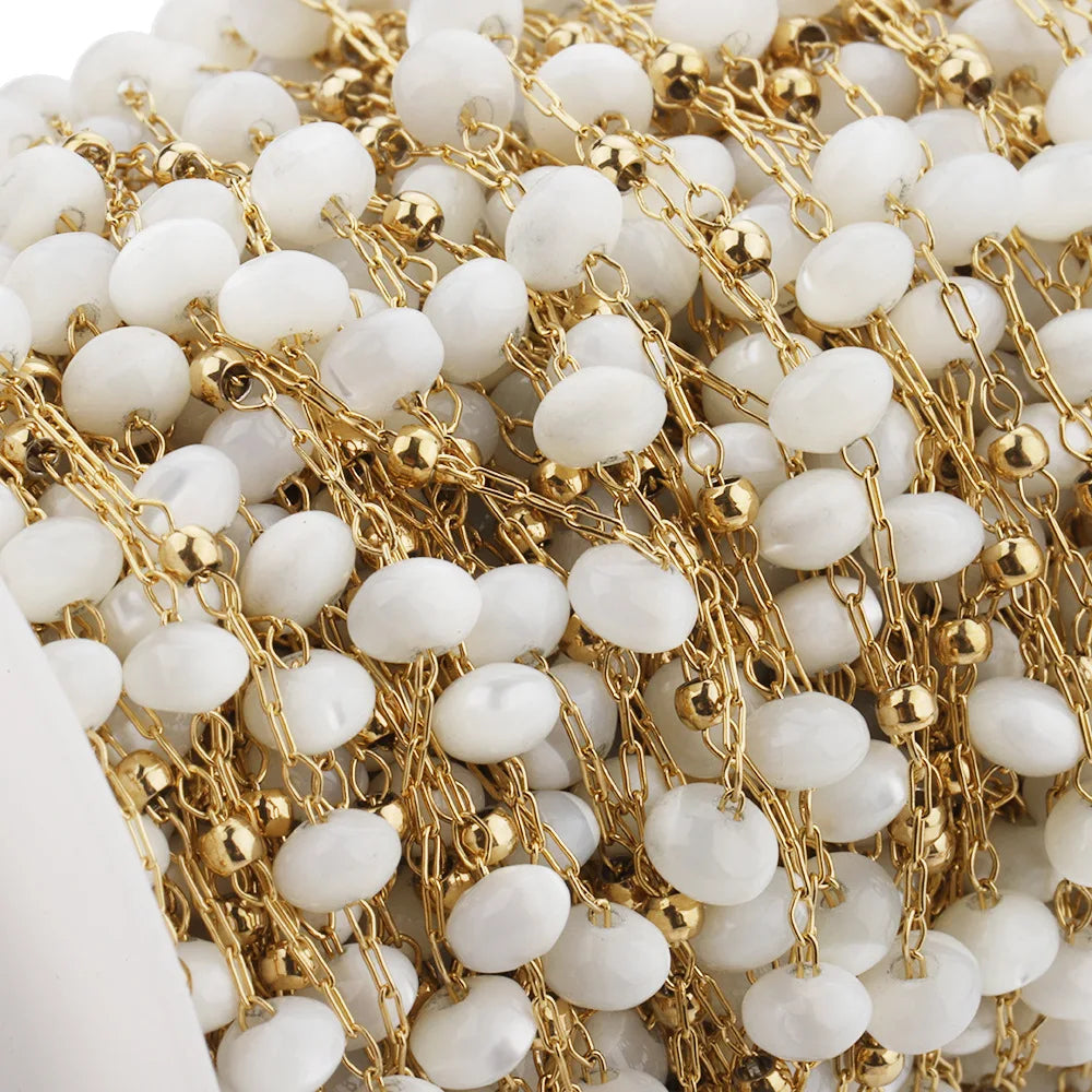 A1963 Hot Selling Crystal Beads Beaded Chain Cat Eye Rosary Beads Chain Necklace Bracelet Jewelry Making Diy