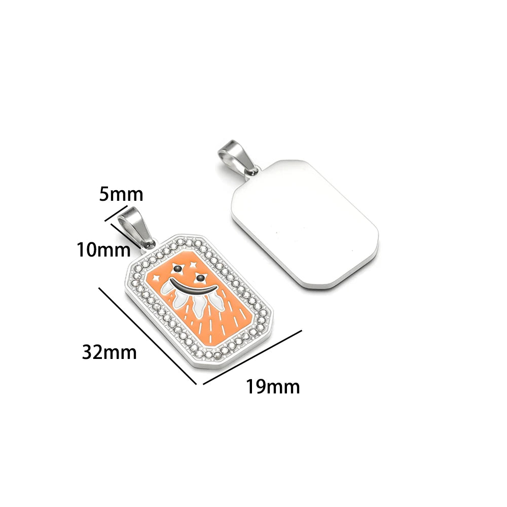 Unisex Stainless Steel Gold Plated Zircon Enamel Square Cross Charm Pendant for DIY Jewelry Making Wholesale