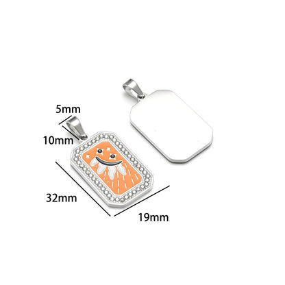 Unisex Stainless Steel Gold Plated Zircon Enamel Square Cross Charm Pendant for DIY Jewelry Making Wholesale