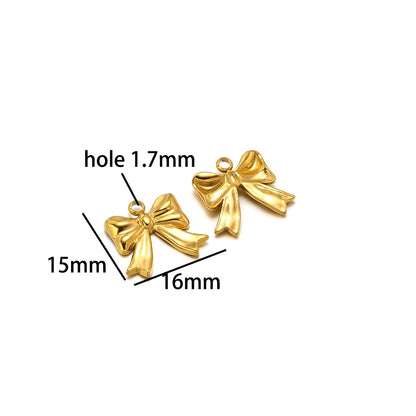 New Handmade DIY Jewelry Accessories 18k Gold Plated Stainless Steel Pearl Bowknot Charm Pendant for Women Jewelry Making