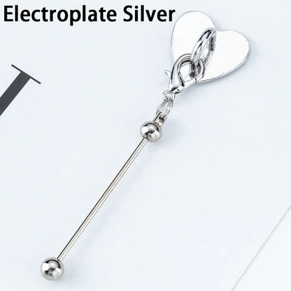 DIY Beadable Keychain Bar with Heart Sticker Adhesive Cup Pendant Mini Lobster Clasp