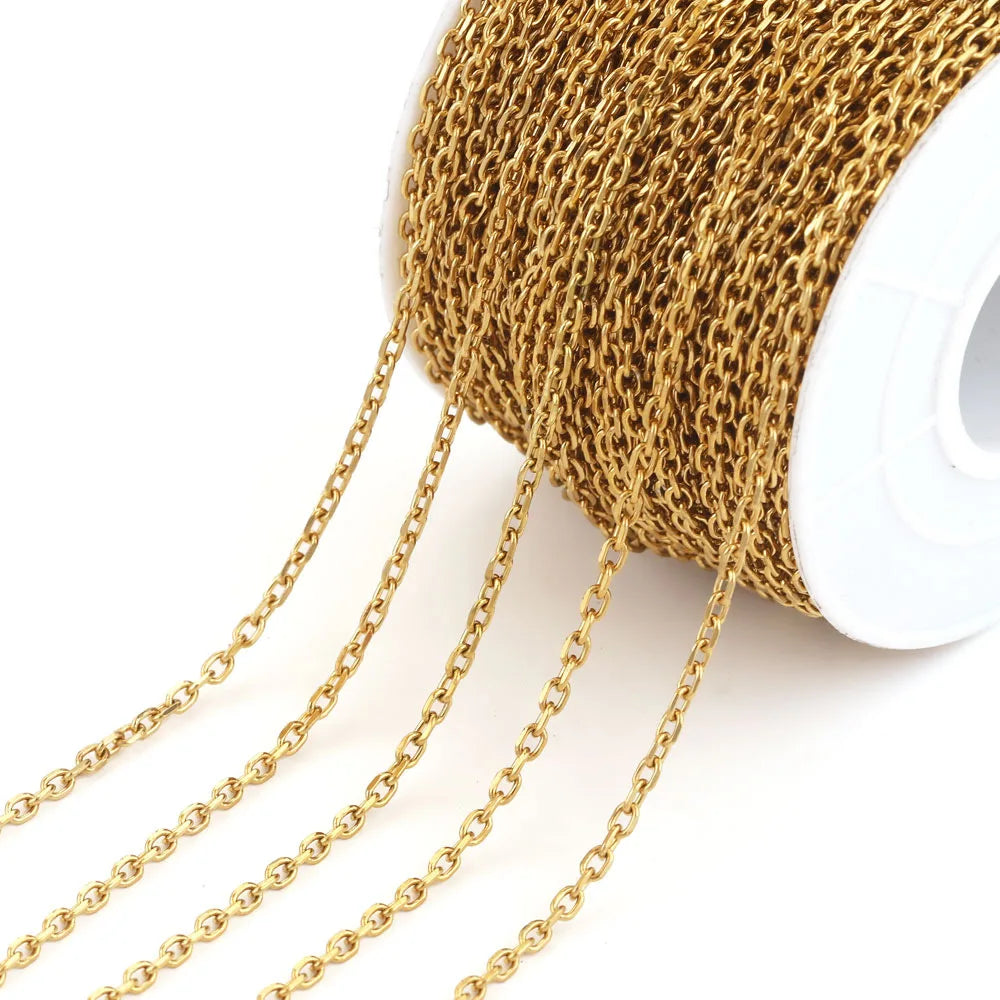 B4417 One Roller/10 Meters Cross Chain Jewelry Bulk Chain Stainless Steel Non Tarnish Chain for Diy