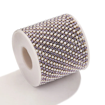 A1836 Colorful Pearl Crystal Pearl Beads Chain Stainless Steel Rosary Micro Pave Necklace Bracelet Jewelry Chain