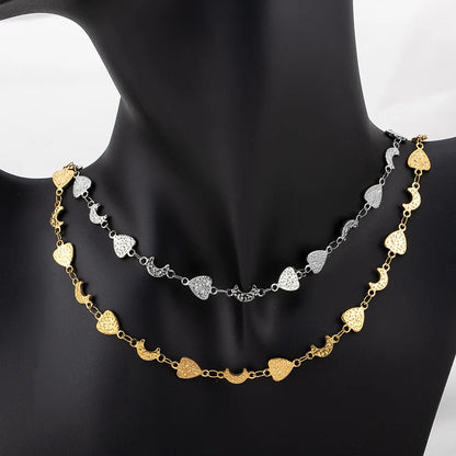 D867 New Hypoallergenic Heart Moon Mixed Connectors Jewelry Chain Stainless Steel Waterproof Embossed Men Women Chains