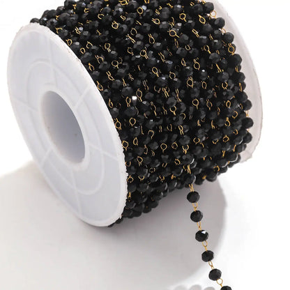 A1321 Fashion Handmade Stainless Steel Chain Beads Beaded Crystal Chain Colorful Chain for Necklace Bracelet Diy