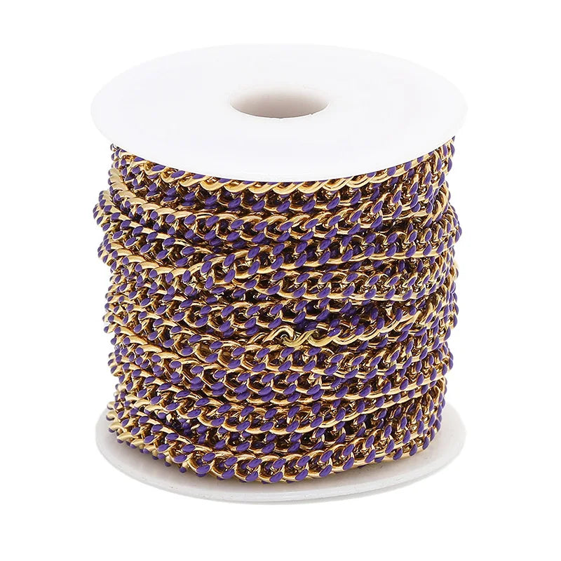 B3334 Enamel Cuban Chain Trunk Stainless Steel Chain Gold Filled Chain for Men Necklace