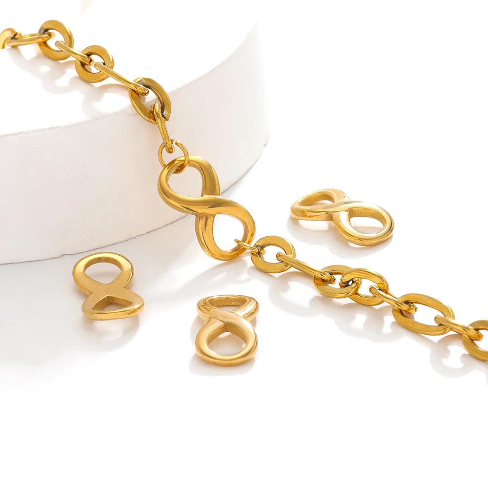 Tiny Infinity Symbol Stainless Steel Real Gold Plated Infinity Charm Pendant for Jewelry Necklace Making Accessories