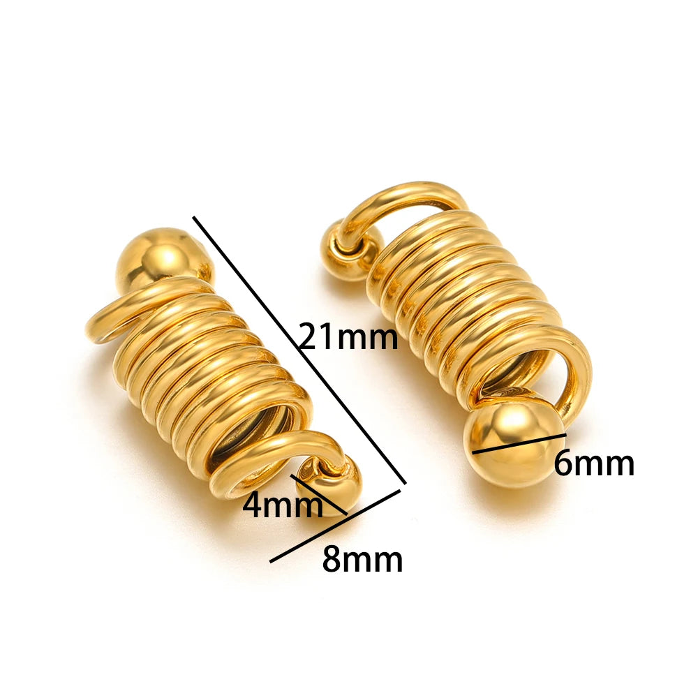 Trendy 18k Gold Plated Stainless Steel 8*21mm Spring Clasps Charm Pendant for DIY Jewelry Making  Accessories