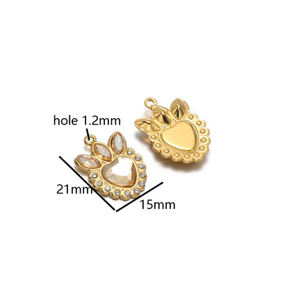 Wholesale Stainless Steel Gold Plated Crown Heart Zircon Charms Pendant for Diy Jewelry Necklace Making Accessories