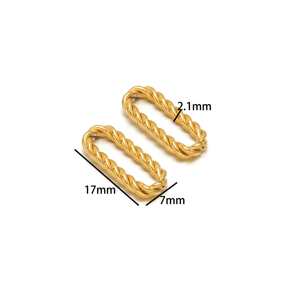 Simple 18k Gold Plated Stainless Steel  Twist Round Oval square Charm Pendant for DIY Handmade Necklace Jewelry Making