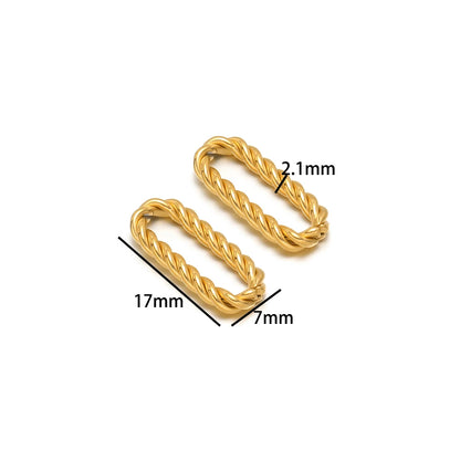 Simple 18k Gold Plated Stainless Steel  Twist Round Oval square Charm Pendant for DIY Handmade Necklace Jewelry Making