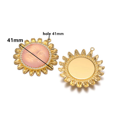 Bohemian Style Stainless Steel18k Gold Plated Sunflower Sun Shape Charms Pendant for DIY Jewelry Necklace Earring Making