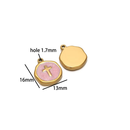 Factory DIY Charm 18k Gold Plated Stainless Steel Enamel Cross Dog Paw Pendant for Women Necklace Jewelry Making