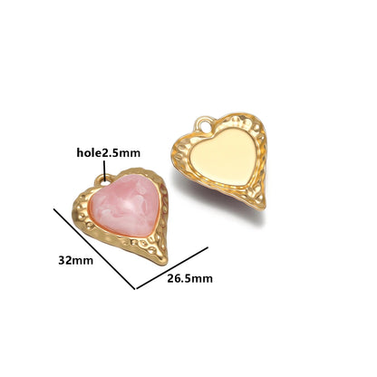 Retro Elegant Stainless Steel18k Gold Plated Inlaid Heart Crystal Stone Charms Pendant for DIY Jewelry Necklace Earring Making