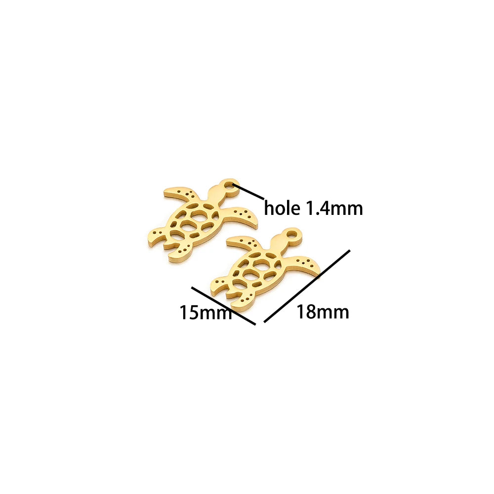 Ocean Series Stainless Steel 18k Gold Plated Starfish Sea Turtle Sea Horse Coconut Tree Charm Pendant for Jewelry Making