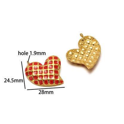 Bohemian Style 18k Gold Plated Stainless Steel Colorful Enamel Heart Charm Pendant for DIY Necklace Jewelry Making