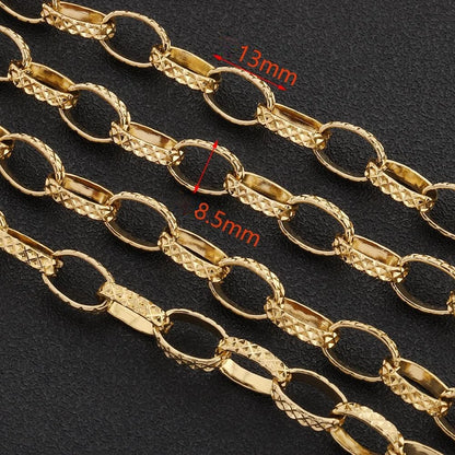E577 Wholesale Factory Stainless Steel Chain Shine Gold Silver Cross Chain Big Oval Custom Permanent Chains Diy