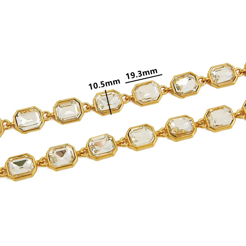 D886 Fashion Stainless Steel Crystal Chain Colorful Zircon Cz Chain for Necklace Bracelet Making Wholesale