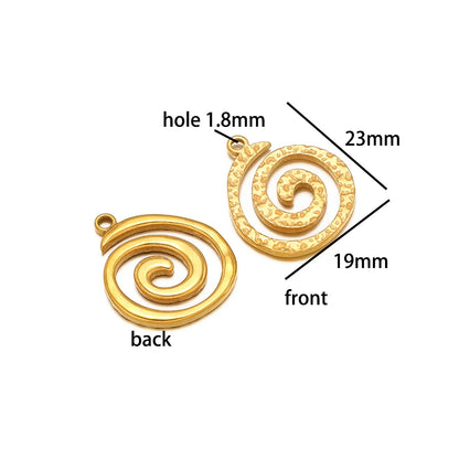European American Retro Style Stainless Steel 18K Gold Plated Conch Spiral Hollow Charm Pendant for Jewelry Necklace Making