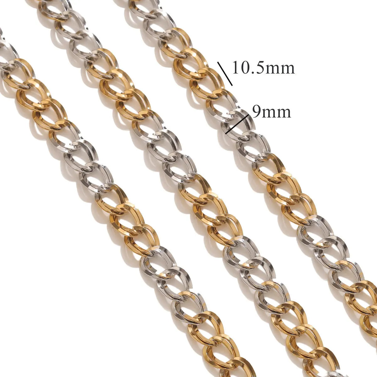 D245 High Quality Unique Two Colors Chain Silver Gold Plated Bulk Necklace Bracelet Making Link Chain Wholesale