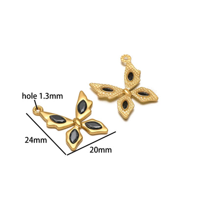 Hot Selling 18k Gold Plated Stainless Steel Enamel Butterfly Heart Shell Starfish Charm Pendant for DIY Necklace Jewelry Making