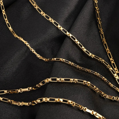 D404 High Quality 18k Gold Plated Figaro 3+1 Necklace Bracelet Chain Bulk Roll Stainless Steel Jewelry Chain Wholesale
