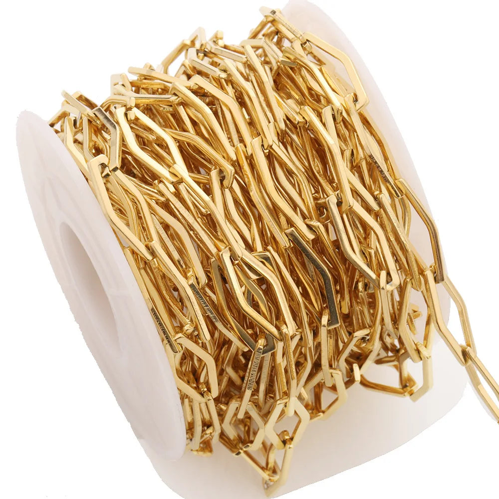 D147 Hot Non Tarnish 18k Gold Plated Stainless Steel Necklace Bracelet Chain Jewelry Making Findings Rhombus Chains