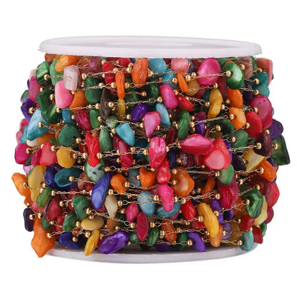 A2761 Fashion Natural Stone Beads Beaded Chain Rosary Amethyst Turquoise Beads Chain Stainless Steel for Jewelry Making