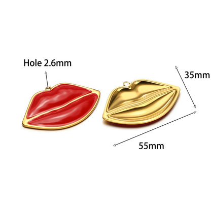 Stainless Steel 18k Gold Plated Enamel Heart butterfly Flower Conch Lip Charm Pendant for Jewelry Necklace Making