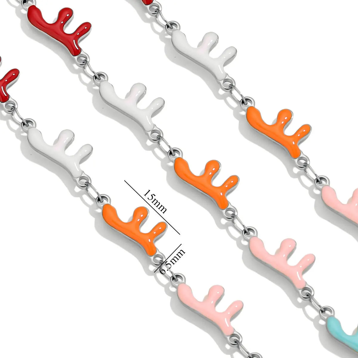 D829 Stainless Steel Ocean Series Enamel Roll Chains Starfish Octopus Fish Connector Chains DIY for Bracelet Necklace Making