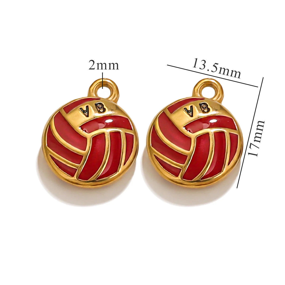 Stainless Steel 18K Gold Plated Colorful Sports Ball-Shaped Pendants DIY Bracelets Keychains Accessories Drip-Coating Parts