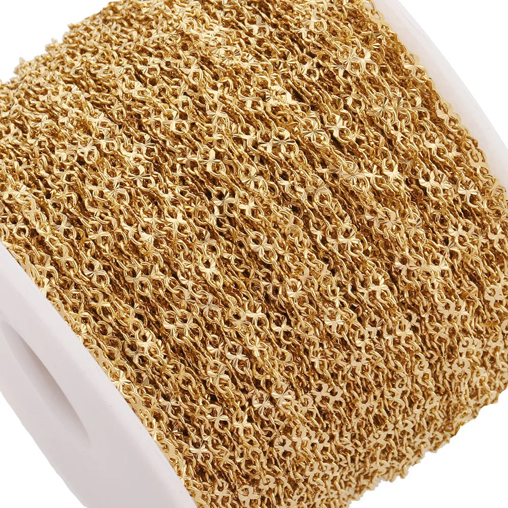 D513 High Quality Vacuum Plating 18k Gold Stainless Steel Chain Bulk Roll Chain for Necklace Bracelet Making