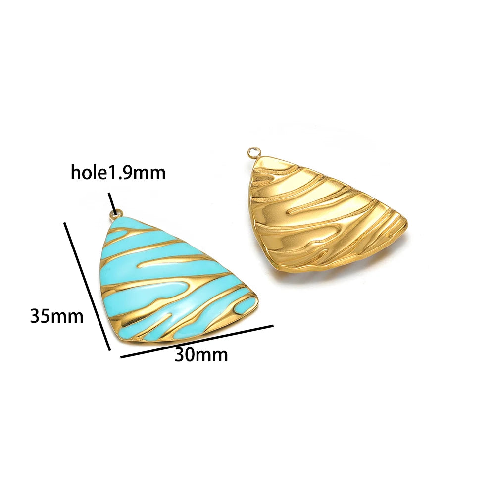 New Fashion 18k Gold Plated Stainless Steel Enamel Irregular Stripe Triangle Charm Pendant for Handmade Necklace Jewelry Making