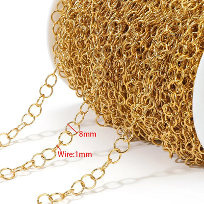 E612  Fashion Stainless Steel Roller Chain Cross Chain Extended O Chain for Jewelry Making