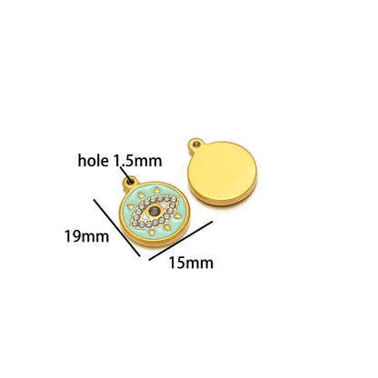 Design Dainty Enamel Eye Stainless Steel 18K Gold Plated Zircon Eyes Charm Pendant for Jewelry Earring Necklace Making