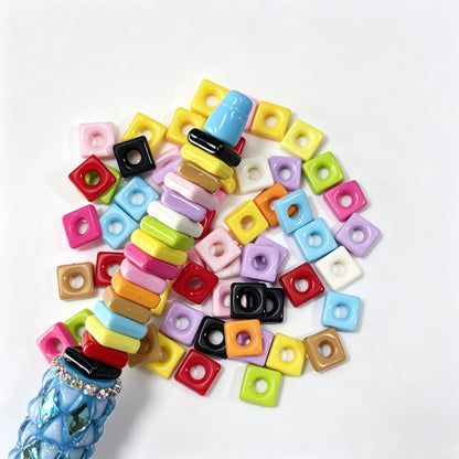 10x10MM Solid Color Square Acrylic Spacer Beads for Beadable Pen Bulk Jewelry Craft Beads