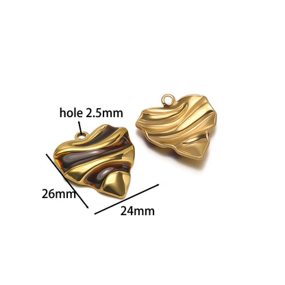 Vintage Exquisite Stainless Steel 18k Gold Plated 26*24mm Enamel Heart Charm Pendant for Diy Jewelry Making Wholesale