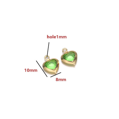 Gold Plated Heart Charms with Colored Glass DIY Jewelry Making Pendant Accessories Wholesale