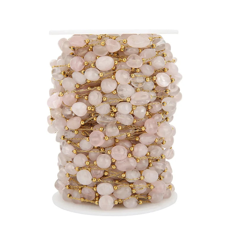 A1764 Raw Stone Crystal Beads Beaded Chain Rosary Crystal Gemstone Chain for Necklace Bracelet Jewelry Diy