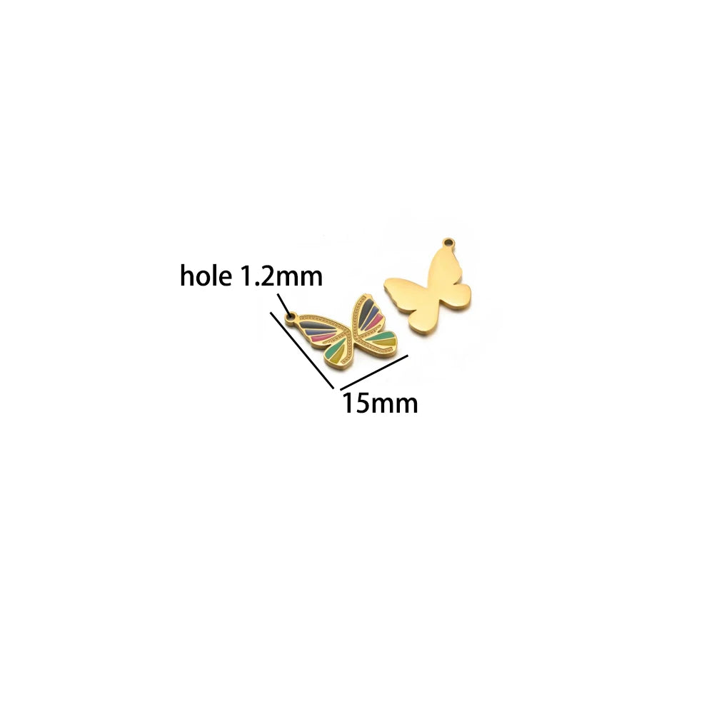 Stainless Steel Gold Plated butterfly Fan Gourd Octopus Tortoise Charm Pendant for Jewelry Necklace Making Accessories