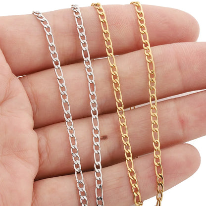 E481 2mm Removable Threaded Cuban Stainless Steel Chain Jewelry Making Loose Chain Bracelet Necklace Earring Chains