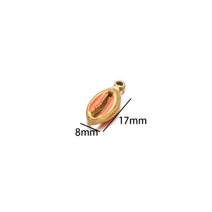 Hot Sale Retro Stainless Steel Gold Plated Colorful Drip-oil Conch Shell Starfish Charm Pendant for Jewelry Making Accessories