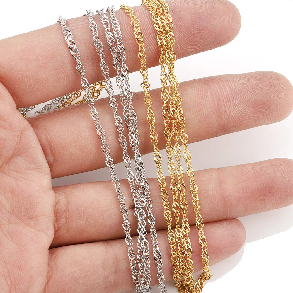 B4357 No Tarnished Gold Plated Stainless Steel Thin Chain Finished Necklace Chain for Making